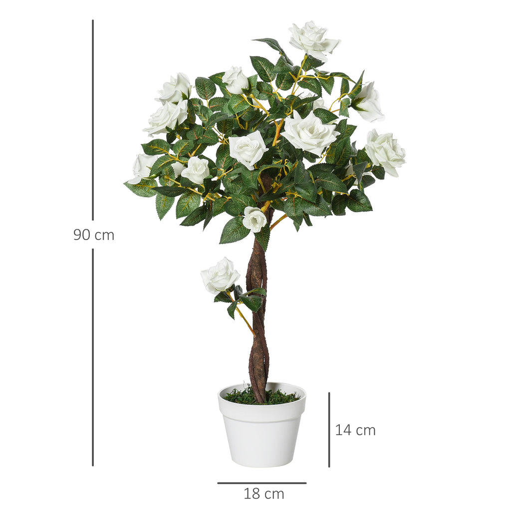 Set Of 2 Artificial White Rose Plants