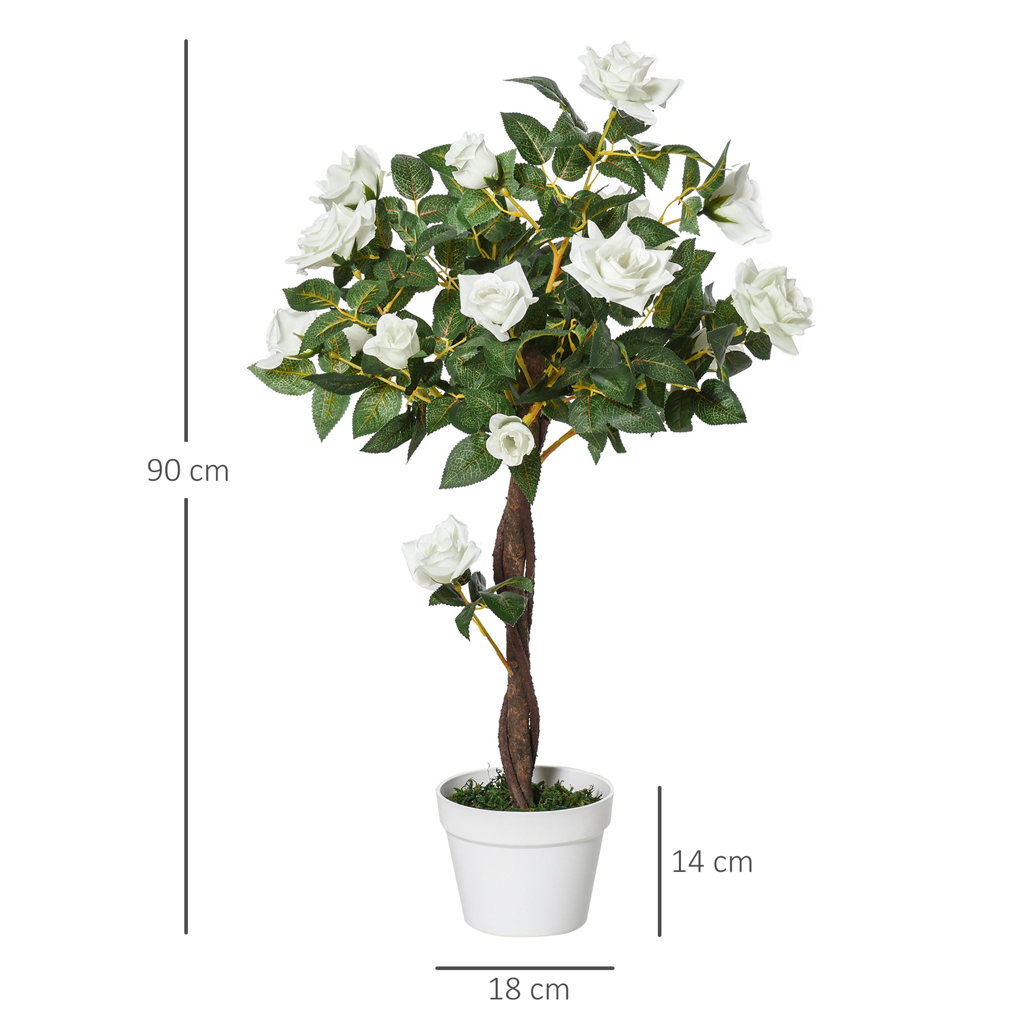 Set Of 2 Artificial White Rose Plants