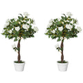 Set Of 2 Artificial White Rose Plants
