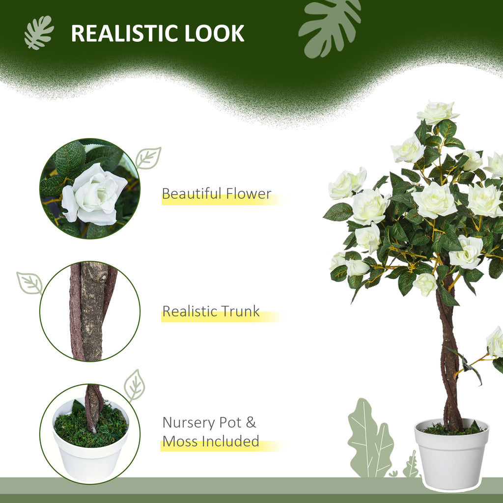 Set Of 2 Artificial White Rose Plants
